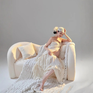 New photo studio maternity photo clothing flower room small fresh dress pure pregnant mommy belly photo clothes at home