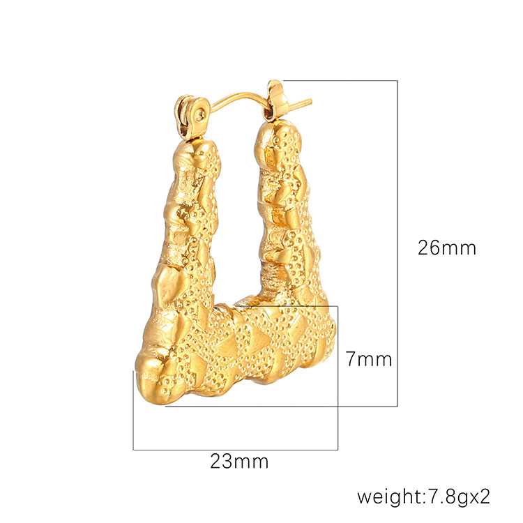 Moda europea y americana estilo retro transfronterizo triángulo de alto grado pendientes de acero inoxidable de las mujeres de moda de lujo 18K pendientes