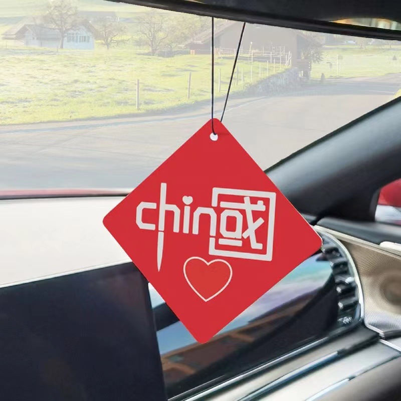 Chinese Red Car Scented Ornament, Car Air Freshener, Decorative Card, Interior Hanging Accessory, Car Suspension Pendant, National Style
