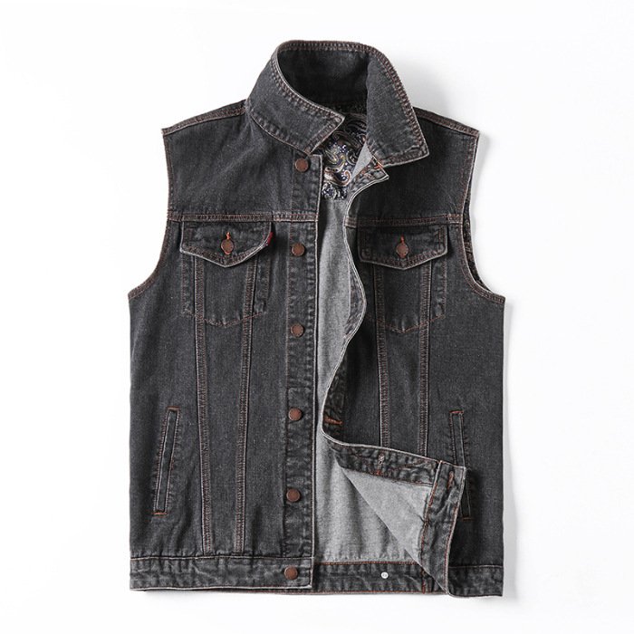 Trendy Brand Plus-Size Men's Clothing Autumn and Winter New Loose-Fitting Plus-Size Denim Vest Jacket Extra-Large Men's Denim Jacket