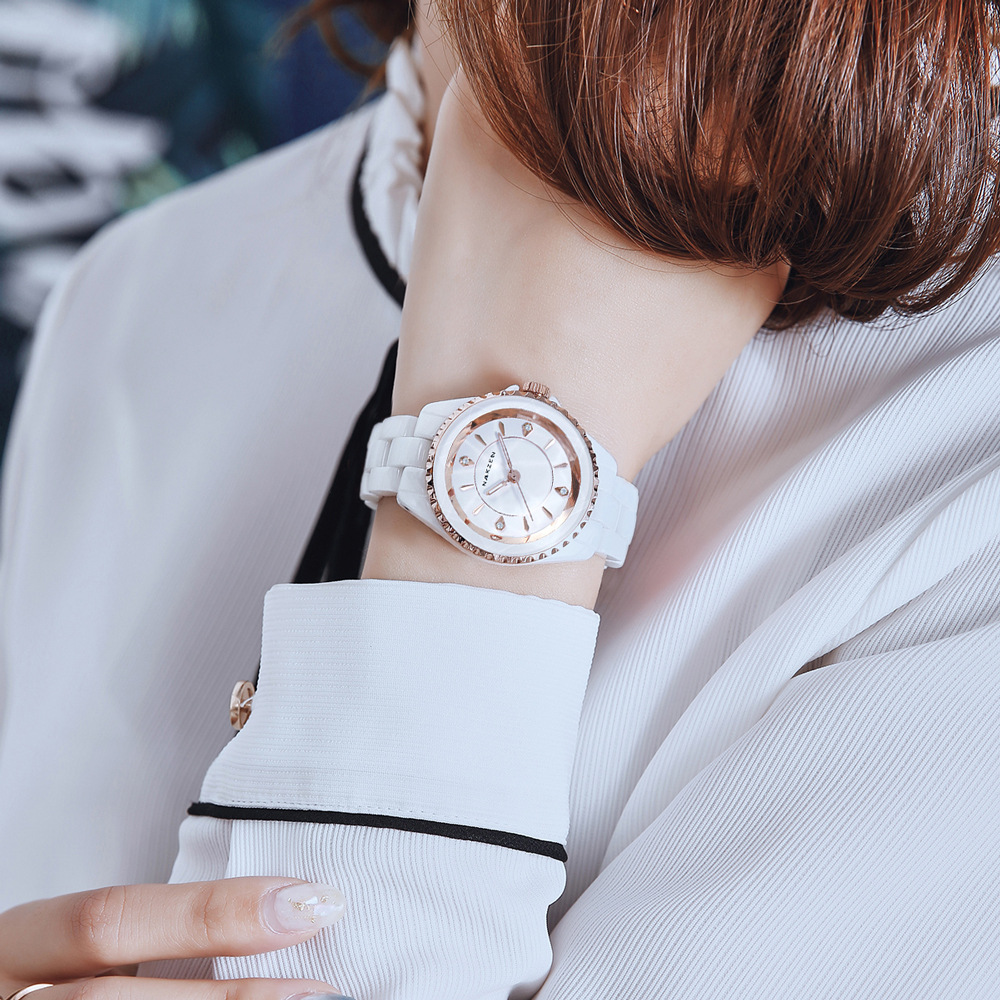 NAKZEN famosa ciudad antigua 1012 nueva correa de cerámica diamante incrustado simple regalo de San Valentín ins reloj de mujer