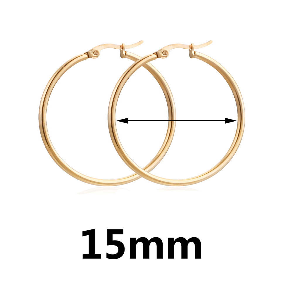 Pendientes de aro grandes minimalistas de acero inoxidable de 2 mm, un par de pendientes grandes de moda para mujer de acero titanio exagerados.