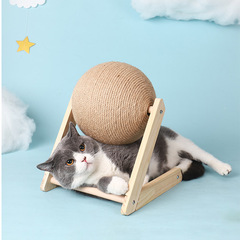 Cat scratching board sisal vertical cat toy solid wood small cat scratching ball wear-resistant and non-shedding cat scratching post pet supplies
