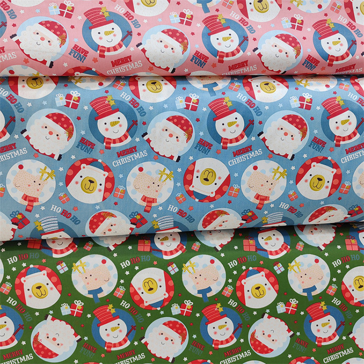 Bajo MOQ tejido impresión activa 100% algodón Twill tela de Navidad