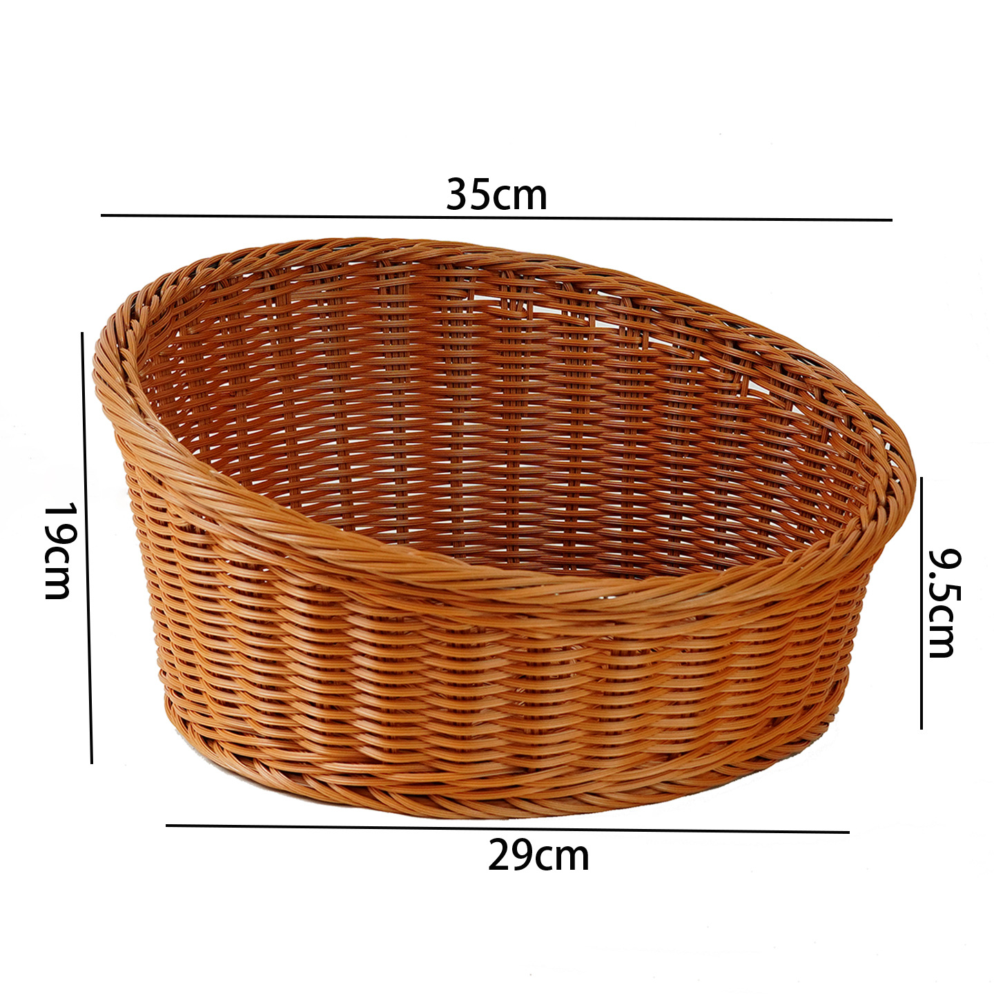 브라운 라운드 경사 입 직경 35cm 중간 크기