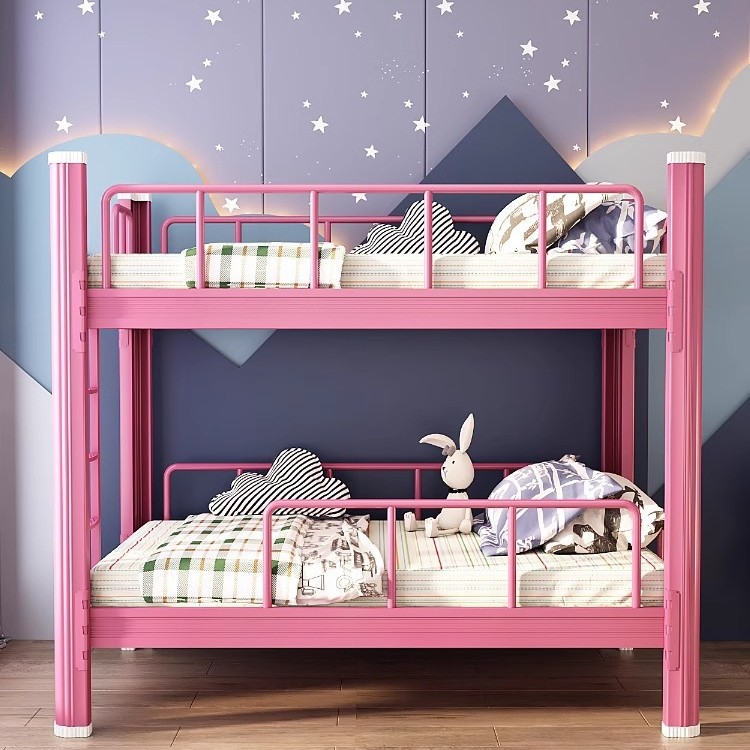Children's Bunk Bed with Iron Frame, Nap Bed for Kindergarten, Small Bunk Bed for Elementary School Students, Modern and Simple Design