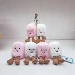 原新趣味成對棉花糖玩偶包包掛件毛絨玩具鑰匙扣生日禮物