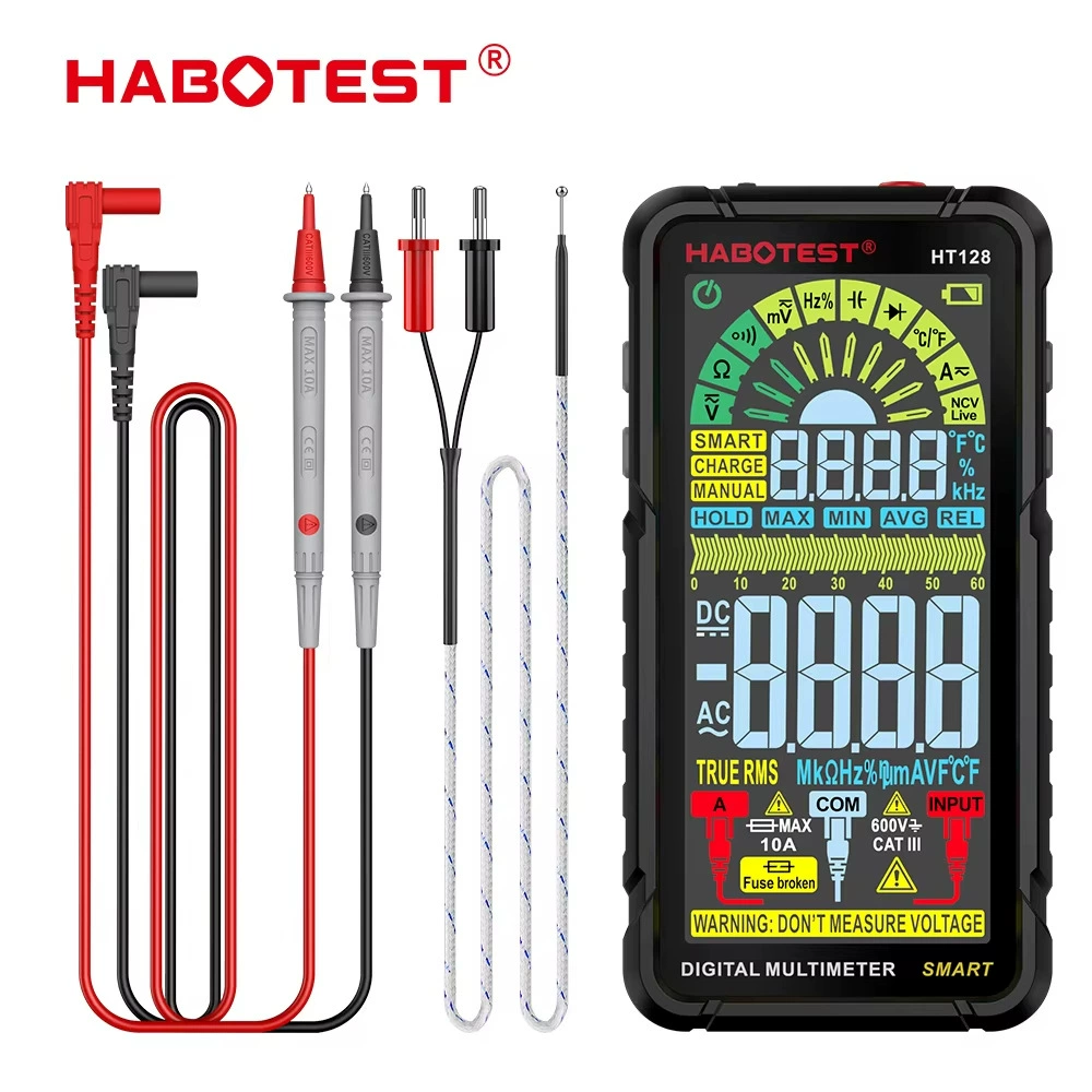 Huabo HT128 цветной экран умный цифровой мультиметр HABOTEST