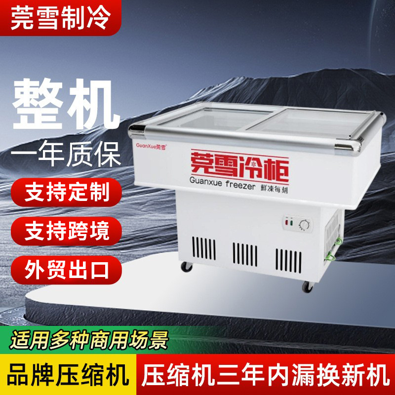 出口供应莞雪制冷设备批发商用卧式海鲜冷藏冷冻冰柜烧烤展示柜