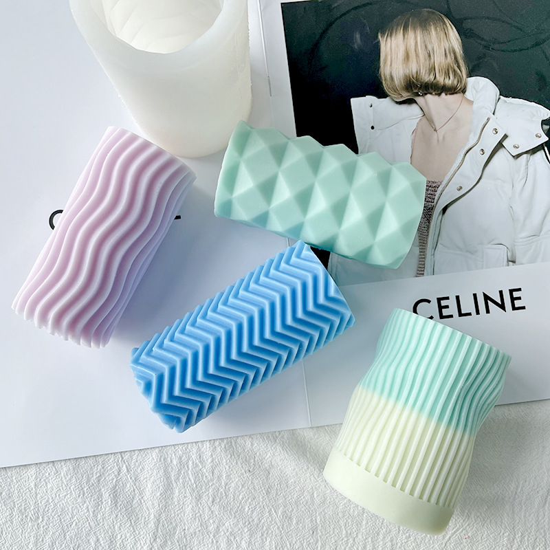 Creativo exótico vela cilíndrica molde de cera de soja pico blanco cera parafina aromaterapia silicona al por mayor