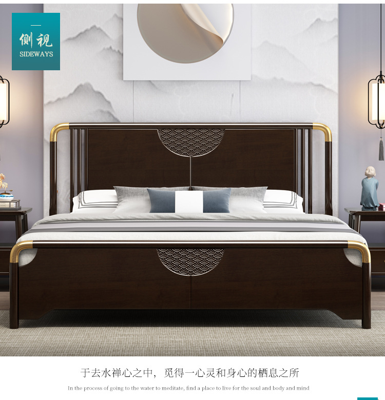 Tochigi furniture white wax wood solid wood bed 1 meter 8 solid wood bed solid wood bed
