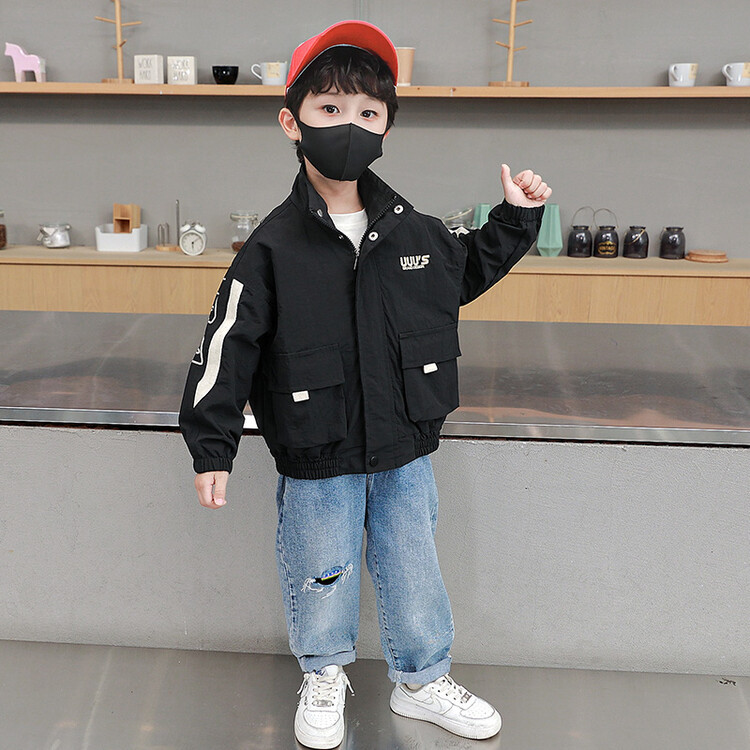 Sprint Suit 2023 Spring and Autumn New Children's Standing Neck Windbreaker Boys' Handsome Versatile_voghion.com