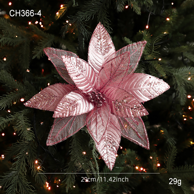 29CM tela flor de imitación de sequela hilo de malla flor de Navidad decoración floral decoración de guirlandas de Navidad