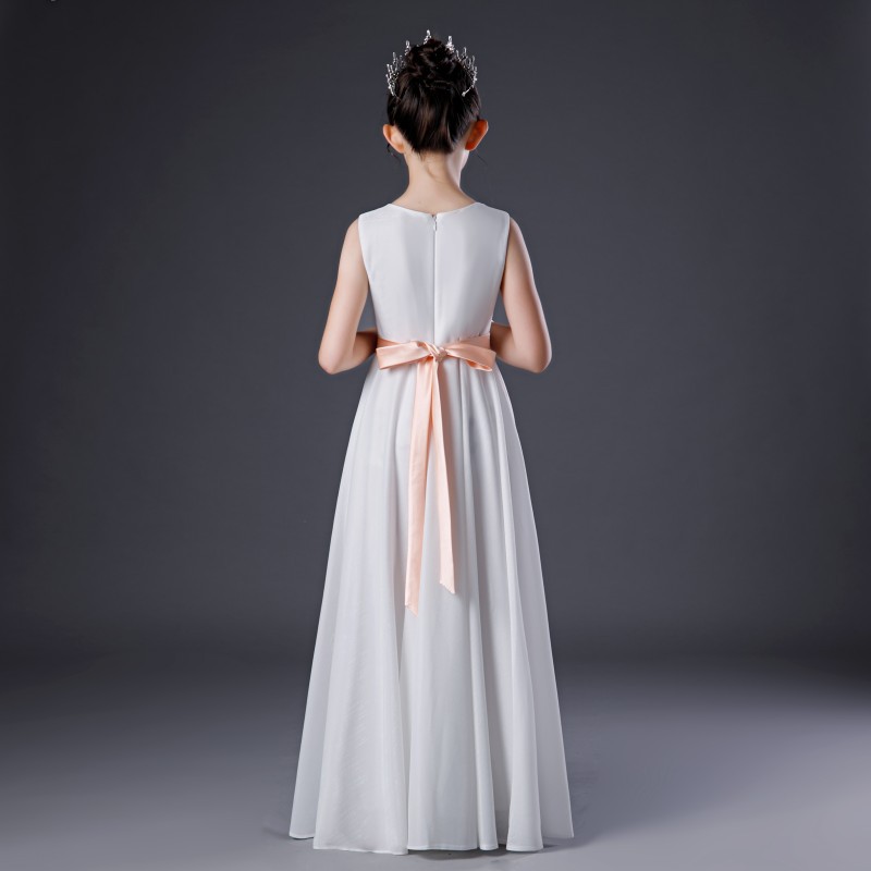 Weißes Prinzessinnen Kleid Für Mädchen Für Formelle Anlässe_voghion.com