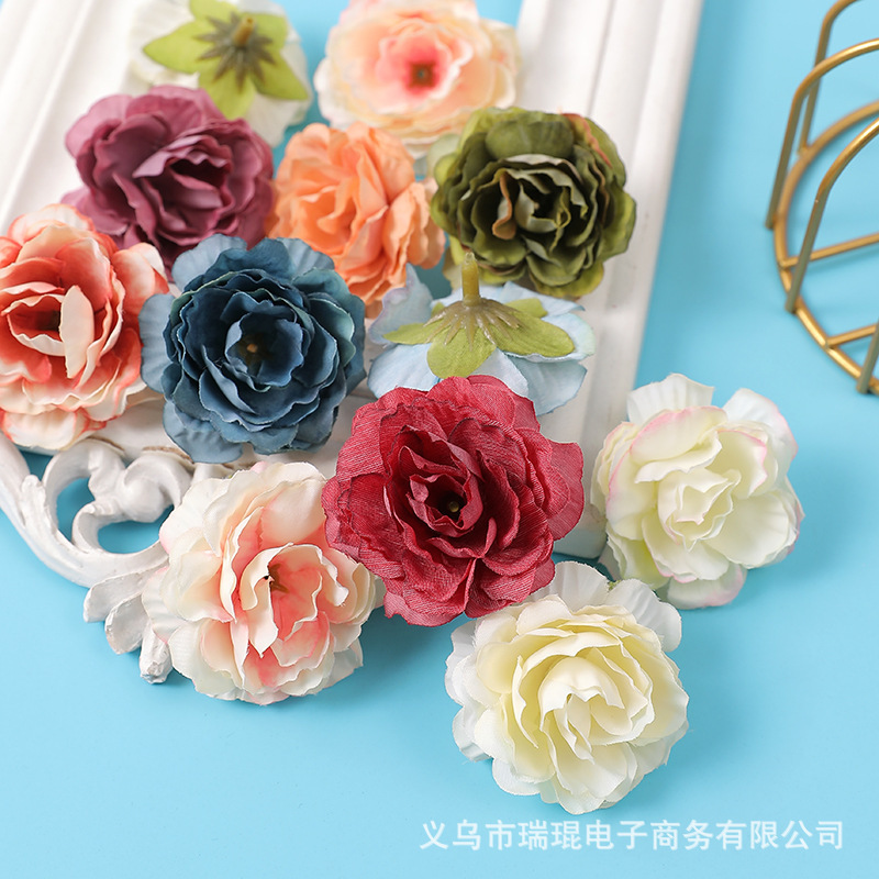 Forest-Style Artificial Flower Hibiscus Flower Head Wreath DIY Materials Fake Flowers Artificial Flowers Wedding Flowers High-End Realistic