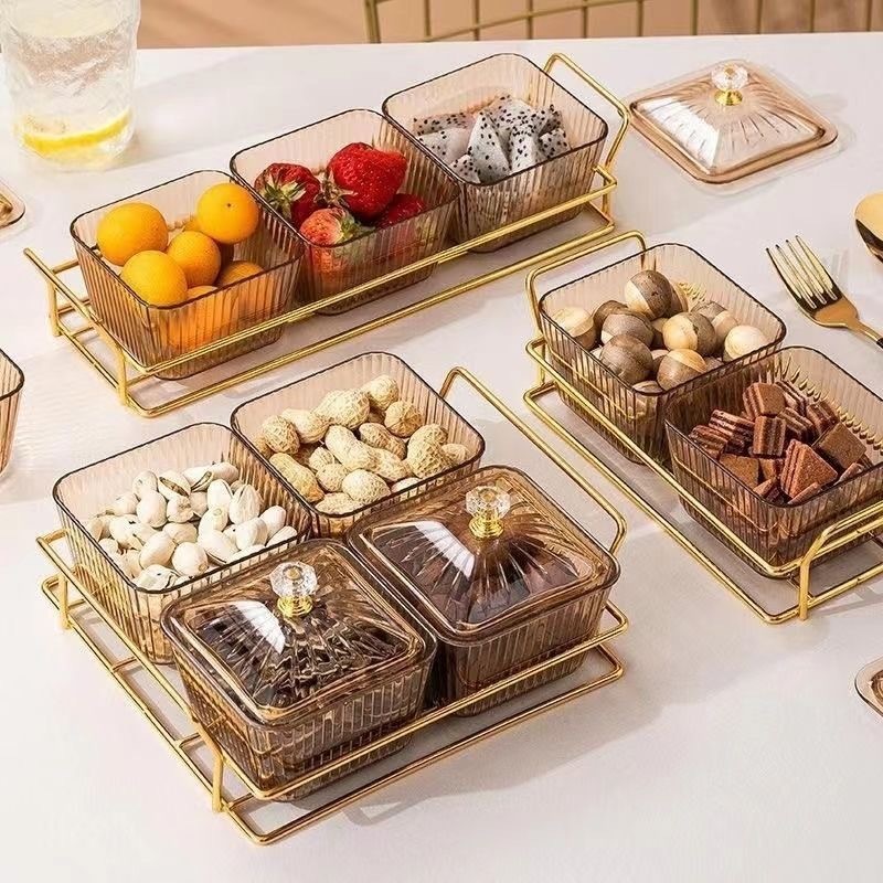 2025 nuevo plato de frutas secas caja de almacenamiento de dulces de sala de estar doméstica plato de frutas de lujo plato de bocadillos de mesa