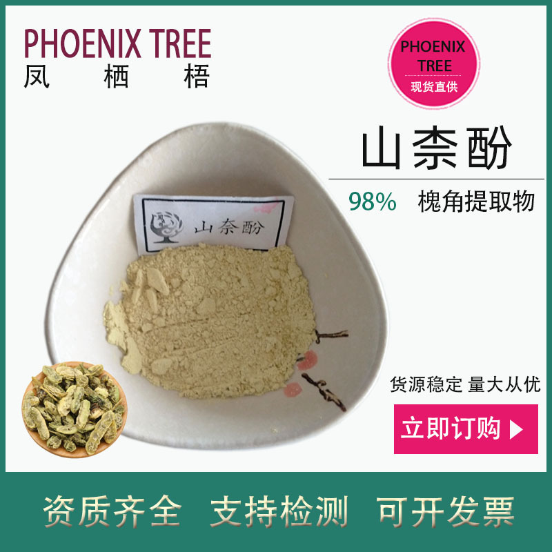 厂家现货50g起订98%山柰酚 水溶槐角提取物 保健品原料山奈酚粉