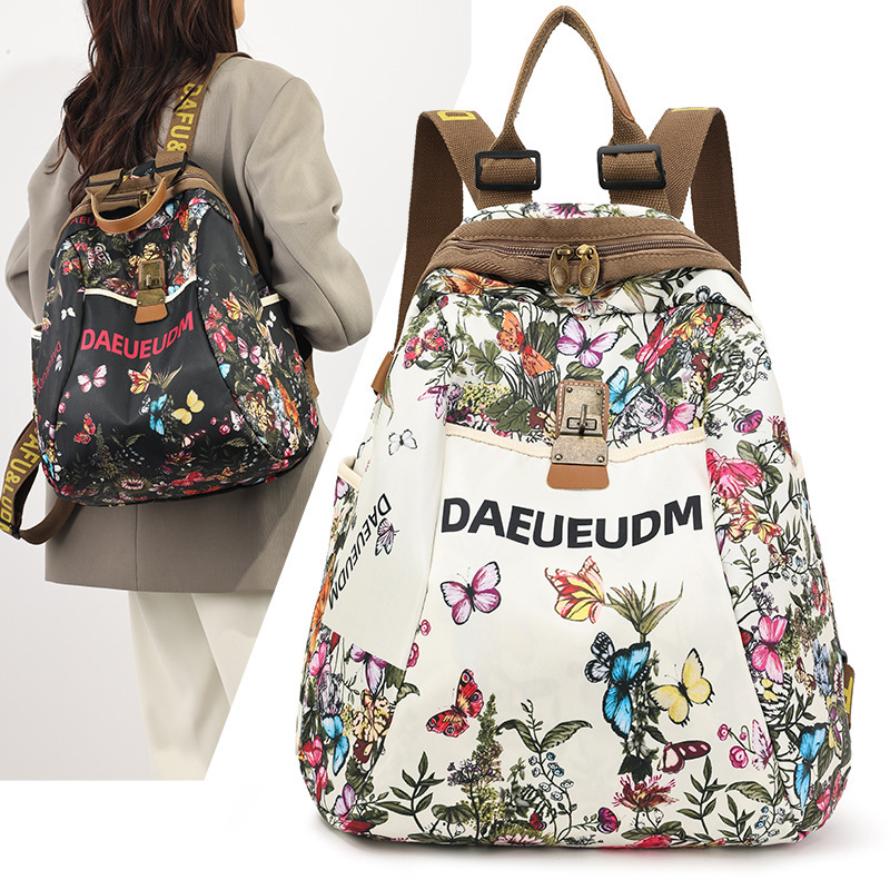 Cross-Border Wholesale Large Capacity Women's Backpack Oxford Cloth Simple Travel Fashion Printed Handbag Fresh Cross-Border Wholesale Large Capacity Women's Backpack Oxford Cloth Simple Travel Fashion Printed Handbag Fresh