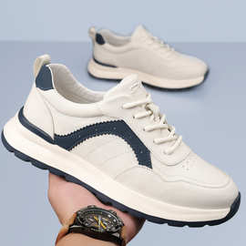 头层牛皮秋冬新款男士阿甘鞋超轻鞋子真皮透气休闲鞋运动男款男鞋