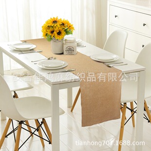 Jute Table Flag American Country Style Simple Retro Wedding Decoration Party Tablecloth Christmas Pure Color Table Decoration Cloth