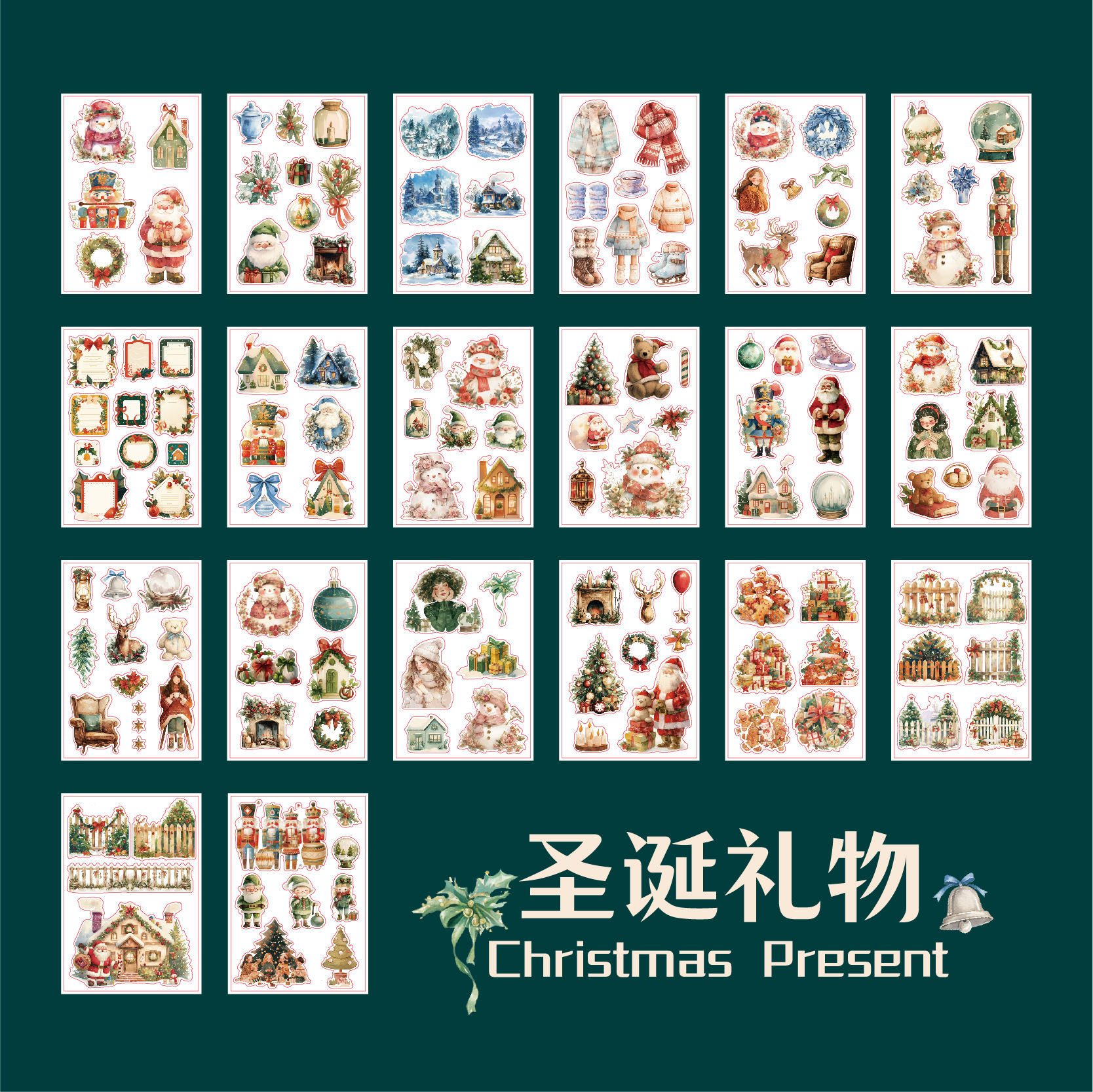 Libro de pegatinas de Navidad Sr. Paper serie de comercio exterior de vacaciones estadounidenses materiales de decoración paisajística libro de pegatinas