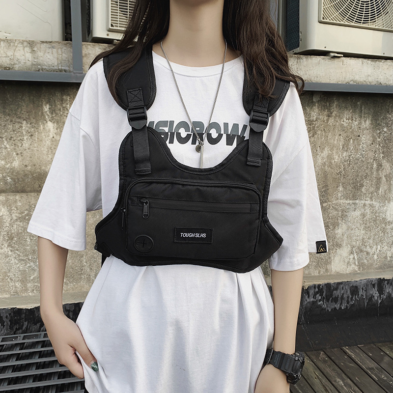 Trendy brand tactical vest bag, light functional style work bag, vest bag, Korean style fashionable multi-functional outer wear chest bag for men