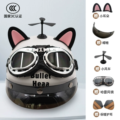 safety helmet autumn and winter — Motosiklet dəbilqələri - one-size-fits-all-adult-model-ear-protection-model-gray-kitten