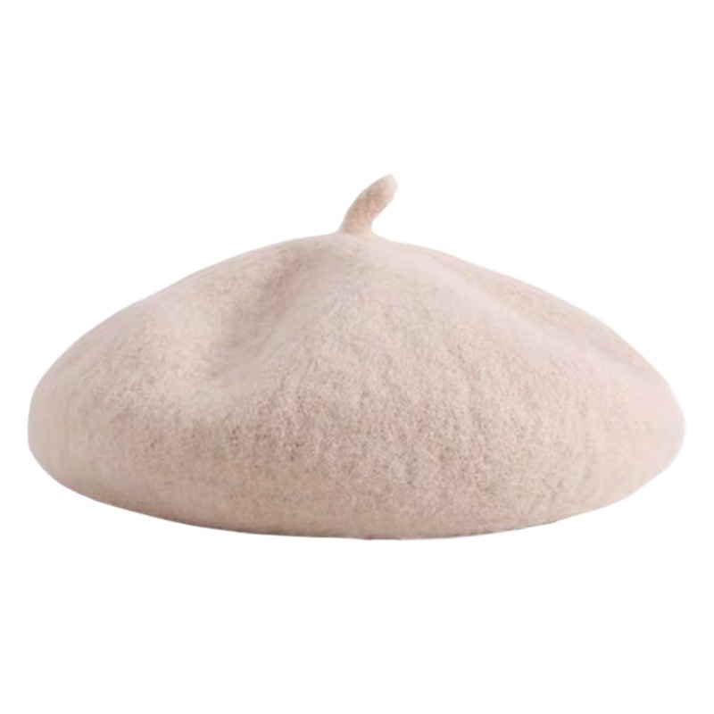 Autumn and Winter Children's Wool Beret Baby Painter Cap Girls' British Pumpkin Cap Warm Parent-Child Bud Hat