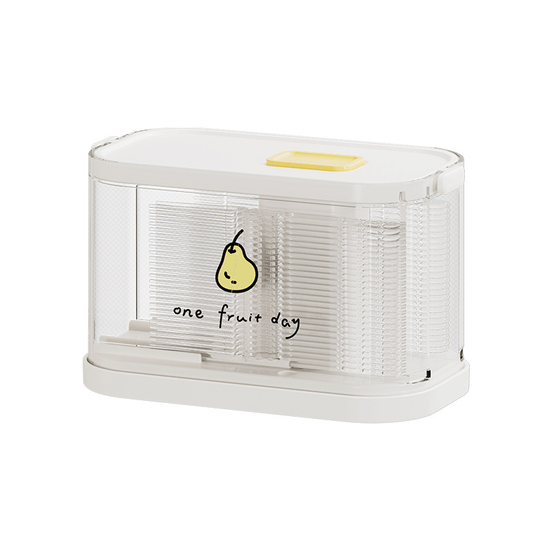 Caja de almacenamiento de tenedor de fruta tipo prensa, sensación de alta calidad, lujo ligero, grado alimenticio, hogar portátil, gran capacidad, tenedor pequeño desechable