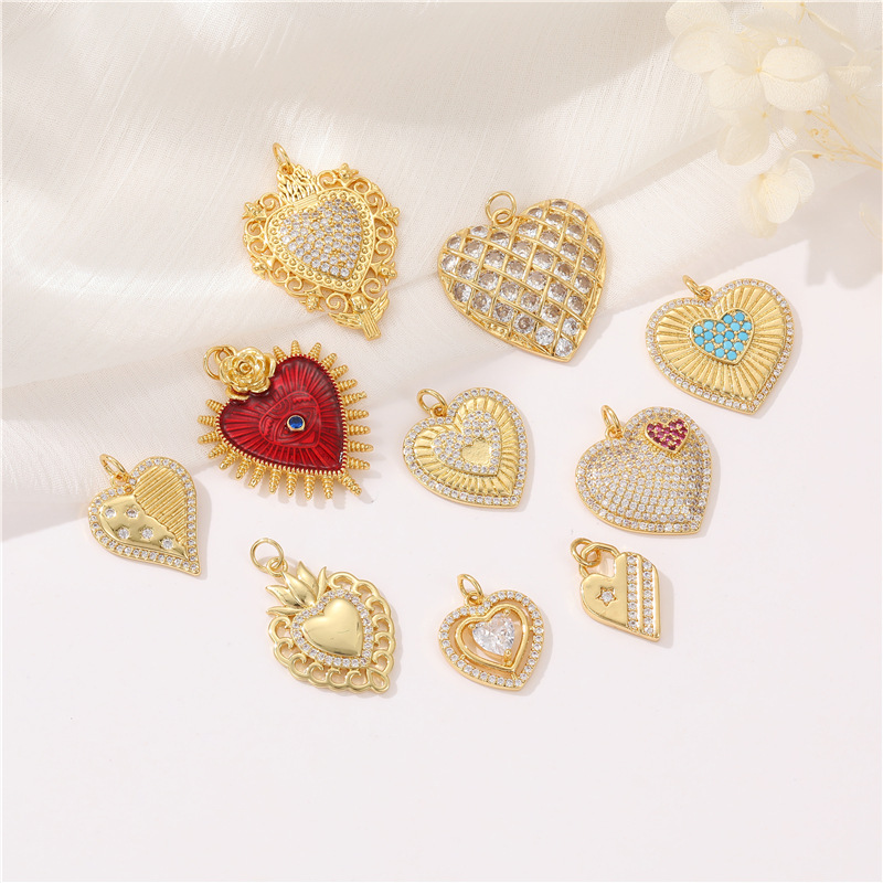 1 Piece Quantity Copper Material 1 Piece Copper Zircon Heart Shape Polished Pendant DIY Jewelry Accessories Pendant Necklace Necklace