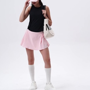 lulu's Same Style Women's Side Pleated Yoga Skirt Fake Two-piece Anti-exposure Sports Tennis Skirt