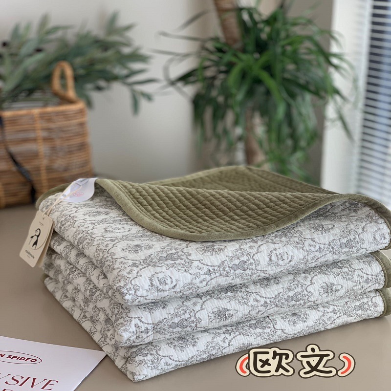 韩式秋冬款一面棉一面宝宝绒绗缝夹棉床盖榻榻米炕盖床单双面可用|undefined