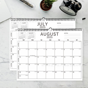 Cross-Border Amazon Wall-Mounted Calendar Desktop Calendar 18-Month English Calendar Simple Black and White Hot-Selling Minimalist Style