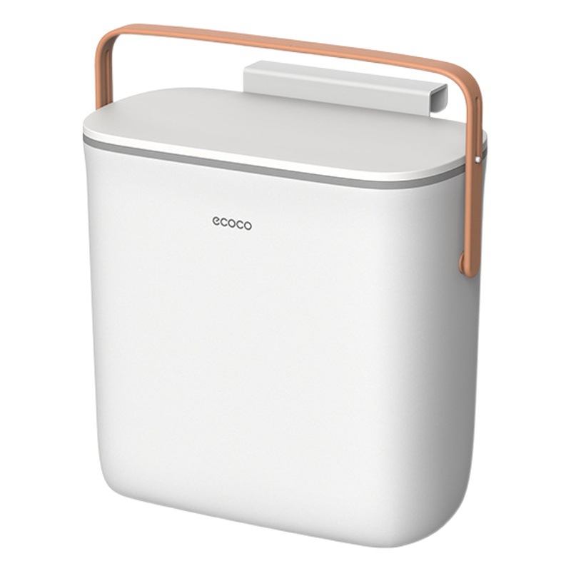 Creativo sala de estar Cubo de almacenamiento de basura gabinete puerta colgante Cubo de basura de cocina montado en la pared del hogar cesta de papel colgante con tapa