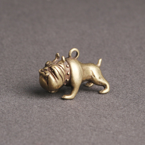 Old Brass Bulldog Keychain Pendant Zodiac Dog Transporter Nafu Personalized Pendant Street Stall Small Copper Wholesale