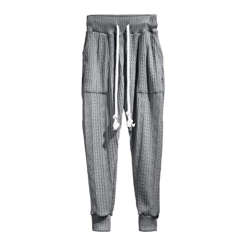 Men's Jacquard Jogger Pants, Casual Trousers With Drawstring_voghion.com