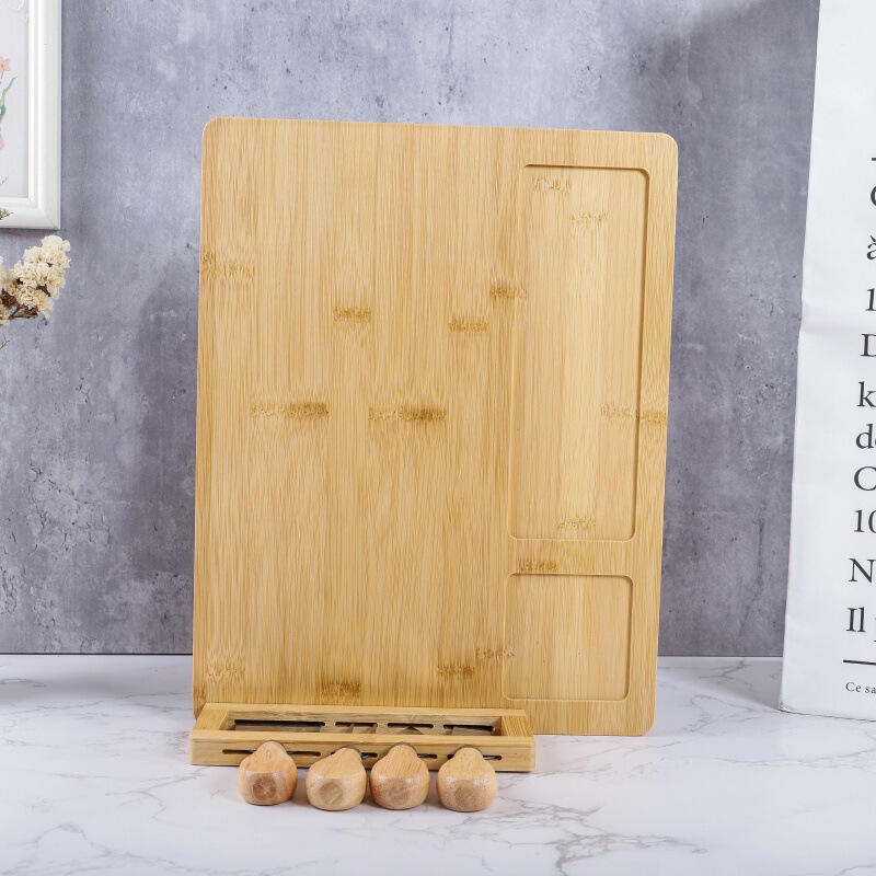 In-Stock Bamboo Cheese Board Cutlery Set Cheese Board with Knife and Fork Storage Western-Style Vegetable Fruit Bread Board