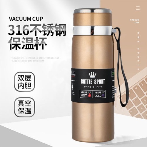 Cross-border exclusive 316 stainless steel insulated cup with gradient strap travel flask large capacity outdoor sports water bottle wholesale
