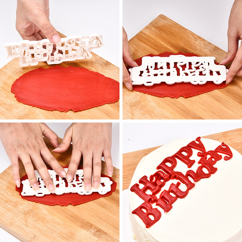 Decoración de pastel de cumpleaños en línea de estilo rojo molde de flip molde de espuma de horneado de borde de impresión