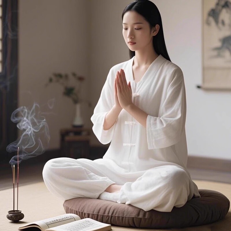 White Zen Clothing Zen Style Fairy Meditation Meditation Healer Clothing Plain Clothing Buddhist Zen Layman Clothing for Women