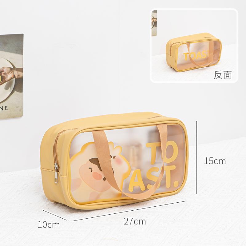 Bolsa de cosméticos de dibujos animados lindo de gran capacidad Pu bolsa de lavado a prueba de agua bolsa de almacenamiento transparente de cosméticos de lavado portátil de viaje