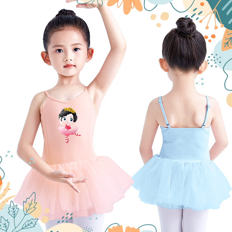 Tops para niños, tirantes para niñas, ropa de entrenamiento de ballet, falda de gasa, ropa de actuación, ropa de actuación para niños