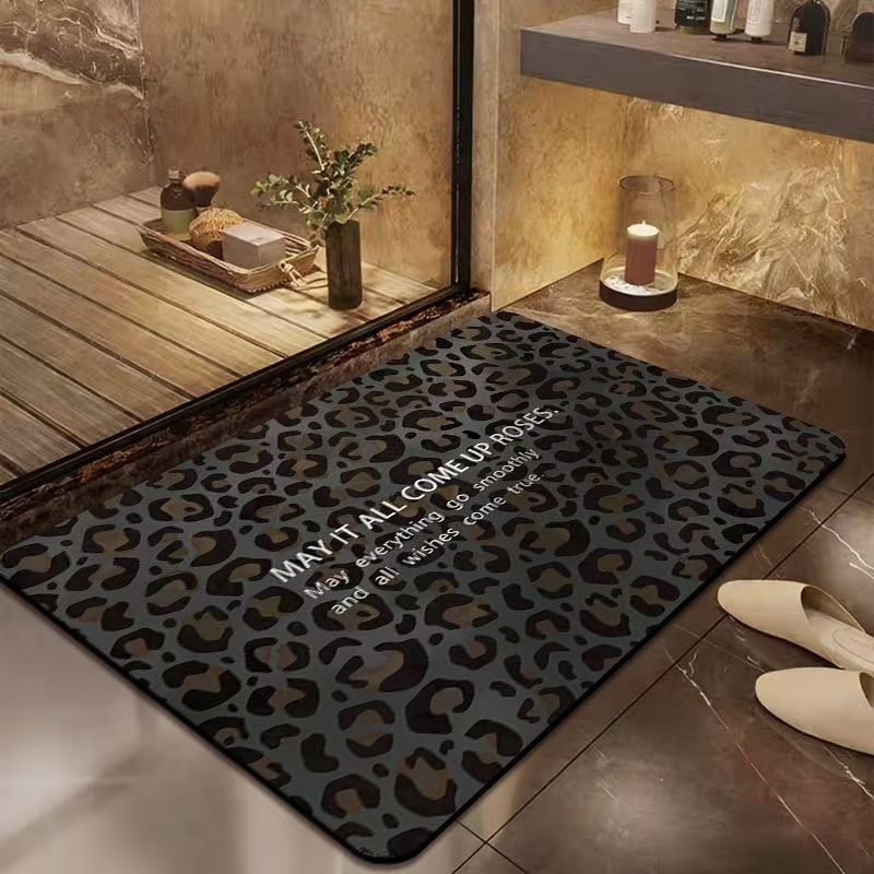 Leopard Print Diatomaceous Earth Bathroom Mat Non-slip Quick-dry_voghion.com