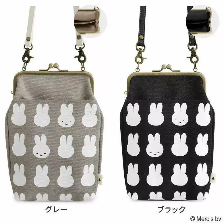 일본 미피 miffy 입 가방 만화 귀여운 어깨 크로스 바디 백 보관 휴대 전화 가방 캔버스 인쇄 귀여운