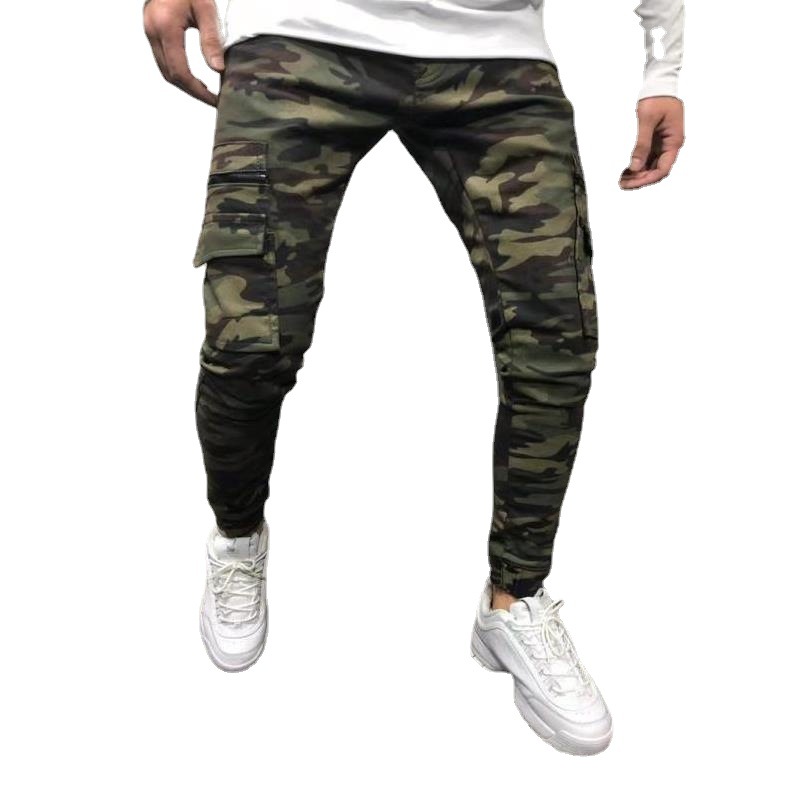 2024 New Large Pocket Camo Elastic Jeans Pants for Men_voghion.com