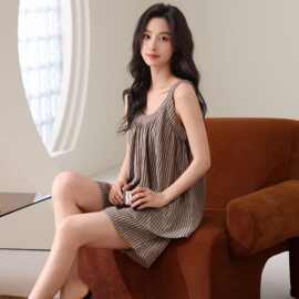 2026夏季新款云朵棉公主风圆领套头短袖睡衣裙女家居服