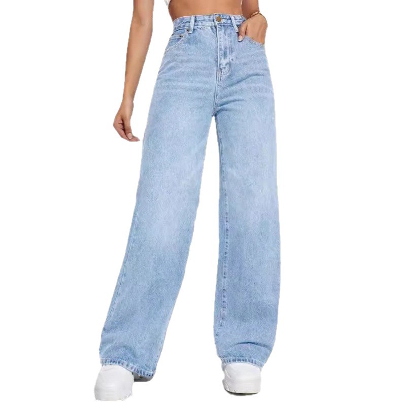 Neue europäische und amerikanische Damenjeans-Mode 2025: High Waist Slim Straight Denim, lange, bodenlange Jeans – Verkaufsschlager!_voghion.com