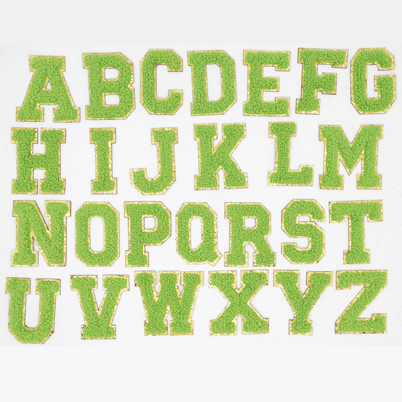Amazonクロスボーダー専用の刺繍文字布ステッカー、衣類装飾アクセサリー、グリッターゴールドエッジ刺繍布ステッカー、アイロン|undefined
