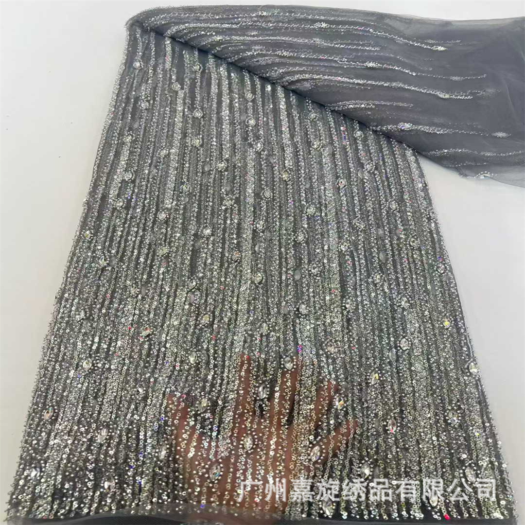 Moderno gradiente de rayas de vidrio tubo bordado de encaje vestido de bodas vestido de noche tela de escenario