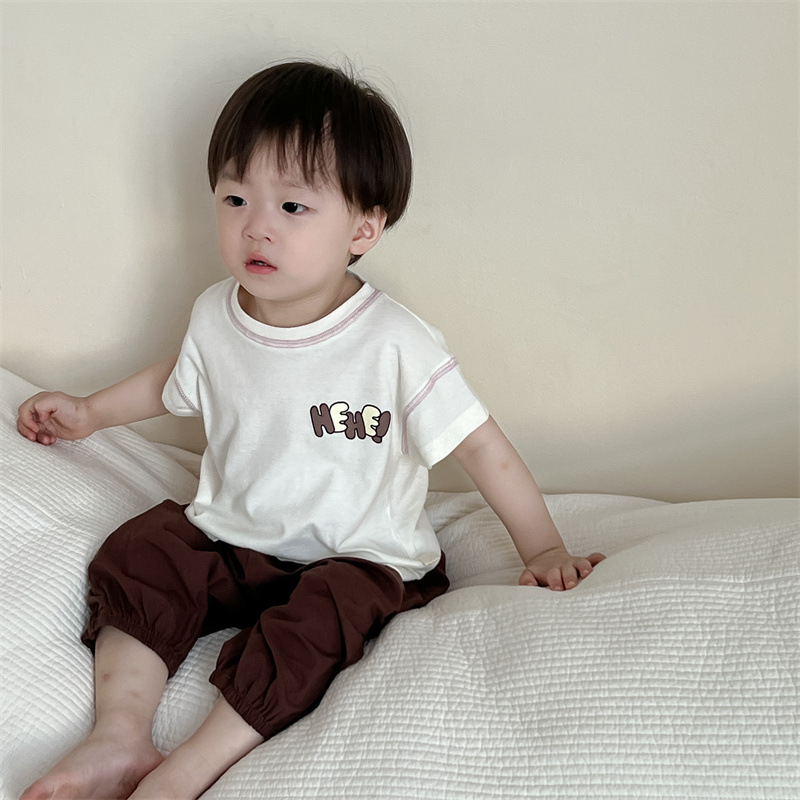 Ropa de verano para bebés delgados, camisetas de manga corta para niños, pantalones a prueba de mosquitos, ropa de verano para niños coreanos, ropa de verano para bebés